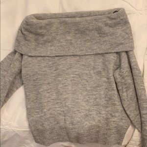Off the shoulder grey sweater